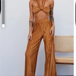 Elegant Tan Women's top and pants